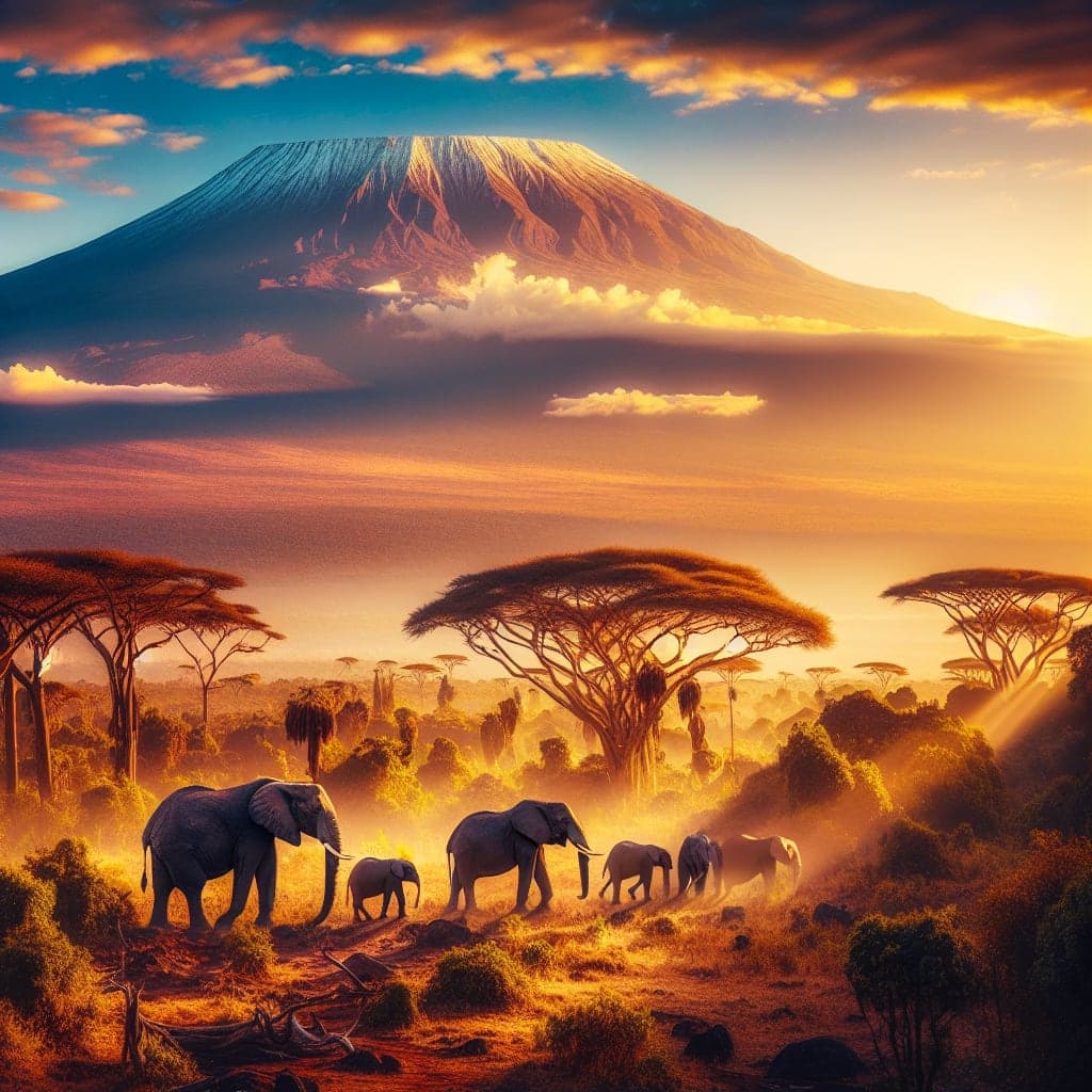 Safári no Quênia, observando elefantes no Parque Nacional de Amboseli.