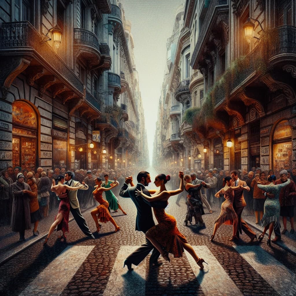 Vista das montanhas andinas com vinícolas em Mendoza e dançarinos de tango em Buenos Aires.