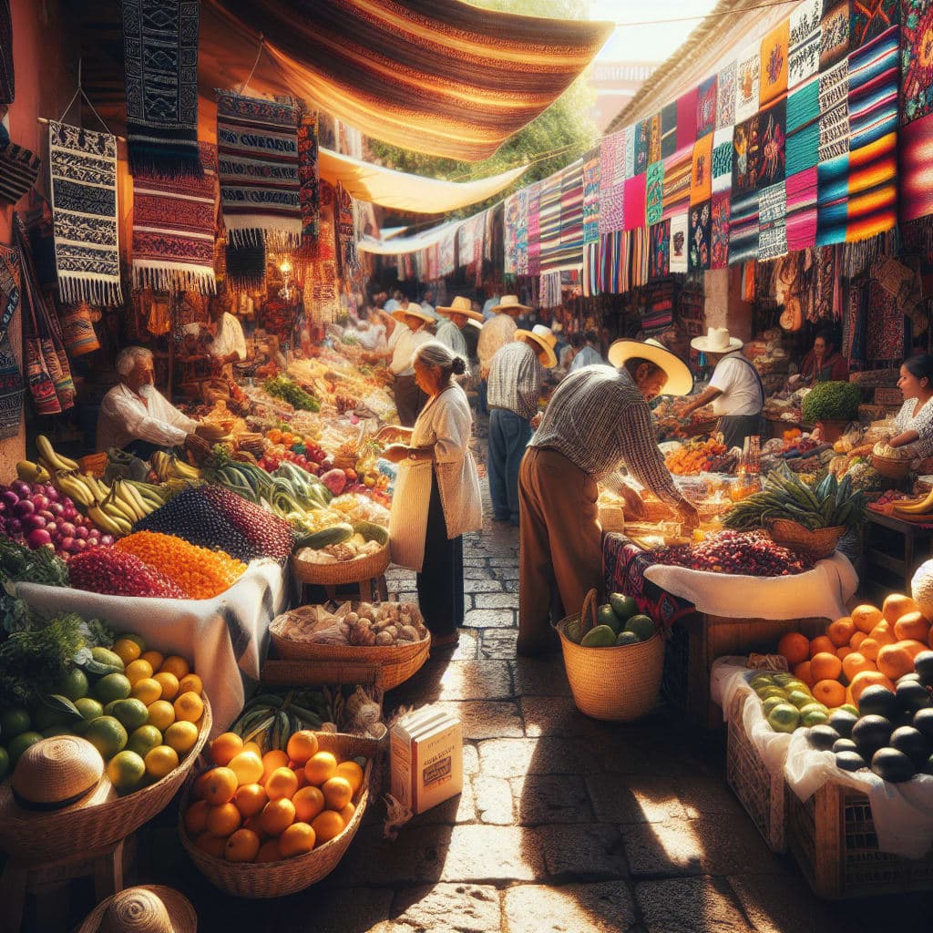 Vista panorâmica das ruínas de Monte Albán em Oaxaca, México, com céu azul ao fundo.